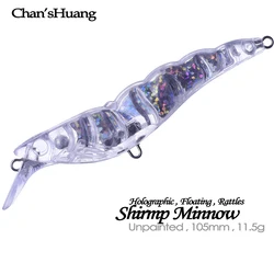 Chan’sHuang 20PCS Unpainted Blanks Bait 105mm 11.5g Holographic Foil Shirmp Minnow DIY Handmade Artificial Fishing Lure Tackle