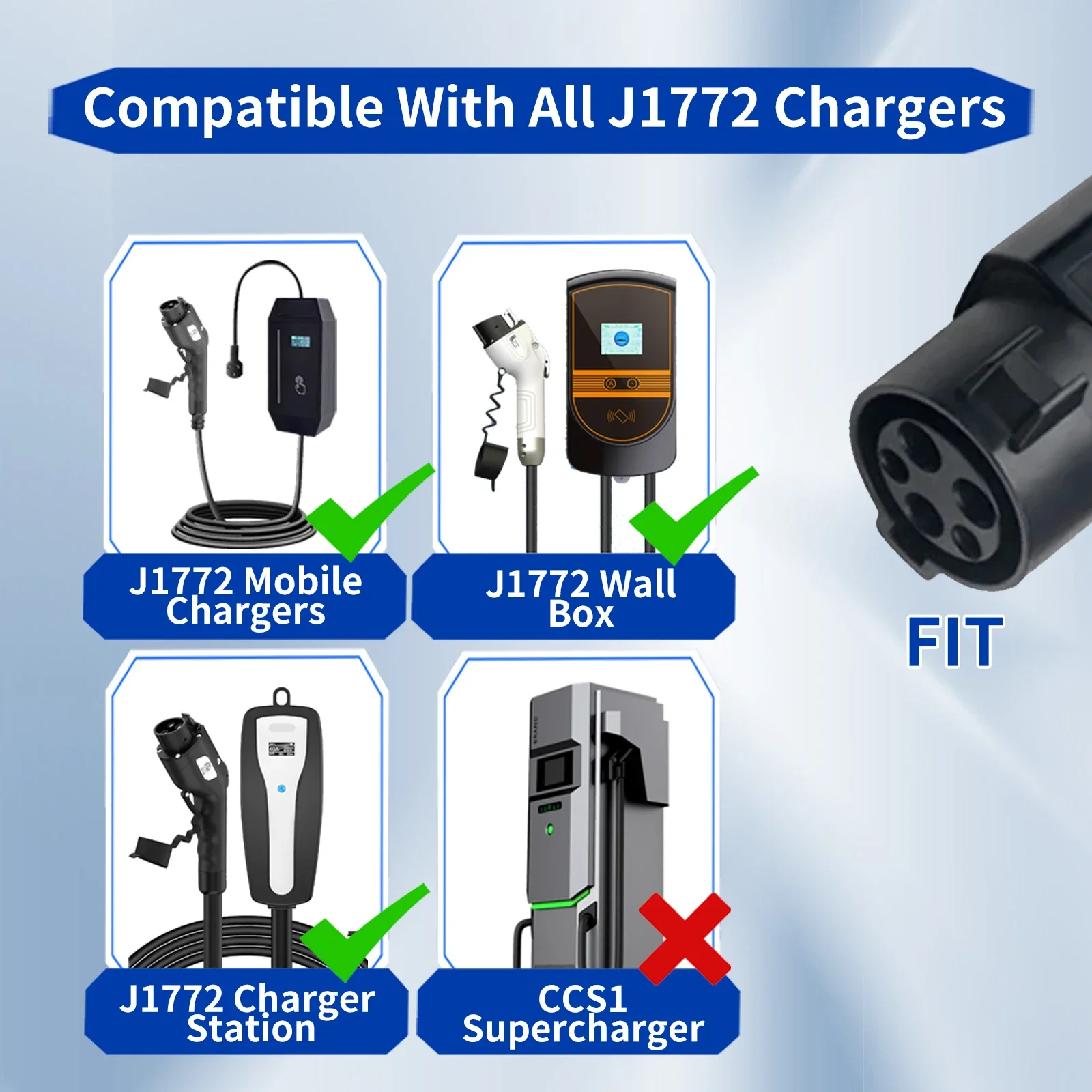 SUSUTOO  EV Charger Adapter Type1 to GBT Adapter SAEJ1772 to GBT Charger Adapter Fit For GBT EV From J1772 Charger 32A 1Phase