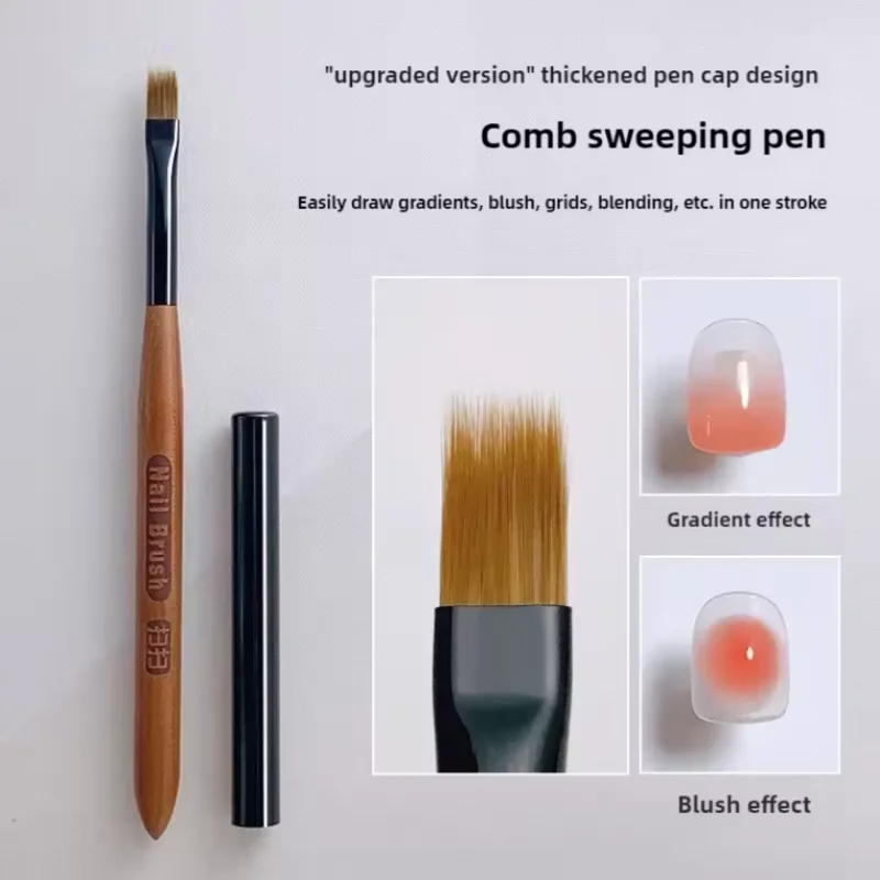 Pincel Degradado para Uñas, Pincel Acrílico para Efecto Ombre, Pinceles para Gel UV DIY, Pinceles para Pintar y Dibujar Flores en las Uñas, Herramientas de Manicura para Salón