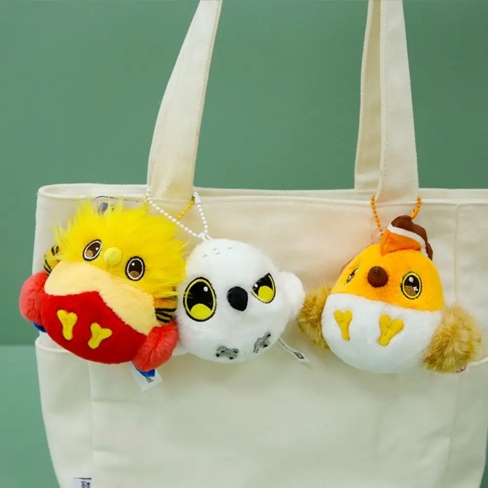 

PP Cotton Snowy Owl Pendant Lifelike Fluffy Hoopoe Keychain Doll Comfortable Hanging Ornaments Golden Pheasant Plush Keyring