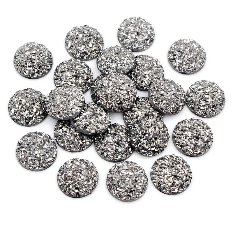 New Fashion 40pcs 8mm 10mm Mix Color Druzy Natural ore Styl Stone Shape Series Flat Back Resin Cabochons Cameo