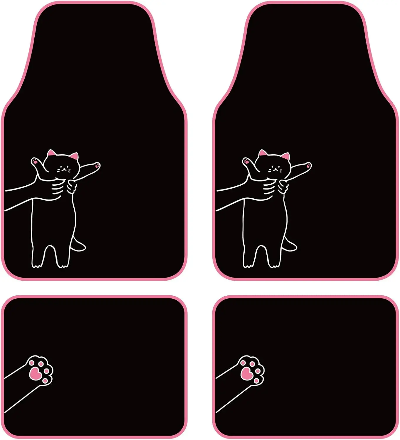 

Cute Cat Car Floor Mats, Universal Fit for Sedan SUV Truck Van, Set of 4 Pink