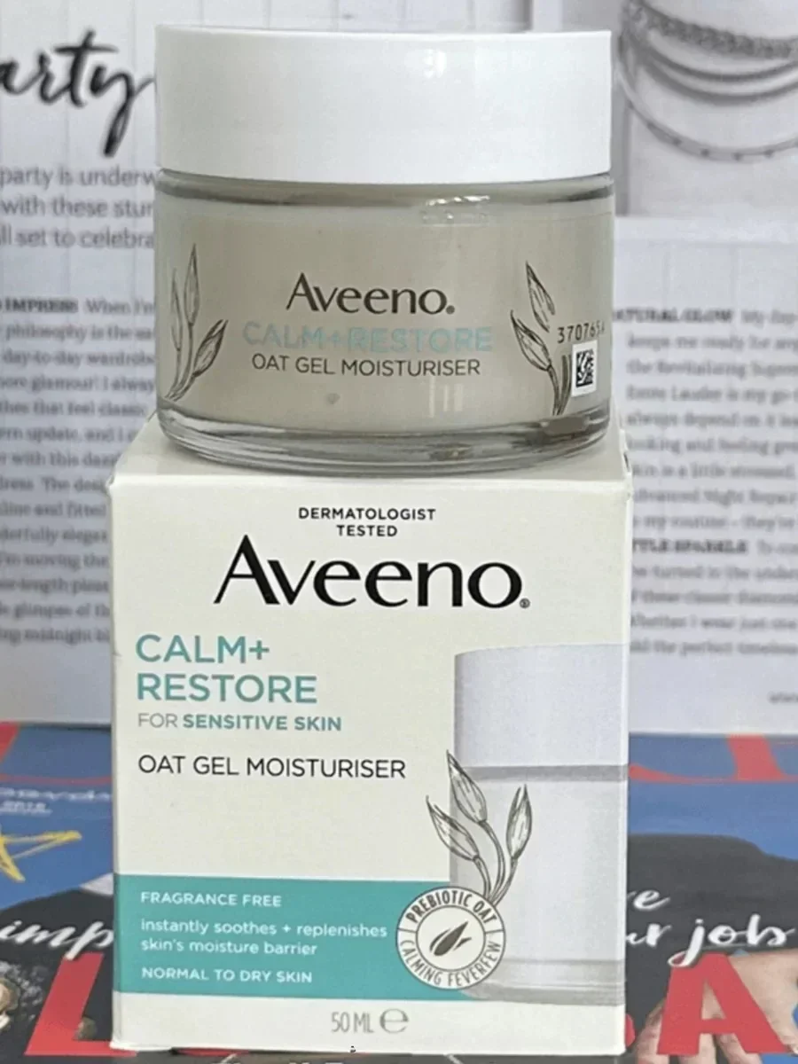 AVEENO Crema per il viso alle farina d'avena 50ml Crema gel lenitiva riparatrice Idratante Nutriente Idratare la pelle sensibile Viso Rare Cura della pelle Bellezza