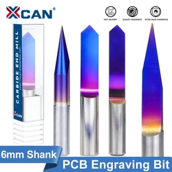 XCAN V şekli PCB oyma Bit Tungsten karbür 3D freze kesicisi 6mm Shank yönlendirici Bit 20/25/30/60/90 derece CNC gravür Bit