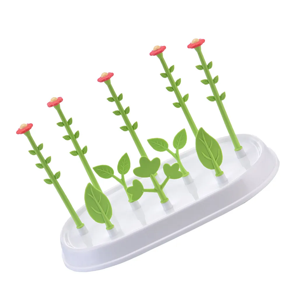 

Сушилка для детских бутылочек в форме цветка с регулируемыми съемными креплениями, противоскользящим основанием и глубоким поддоном для сбора воды, для чашек и бутылочек