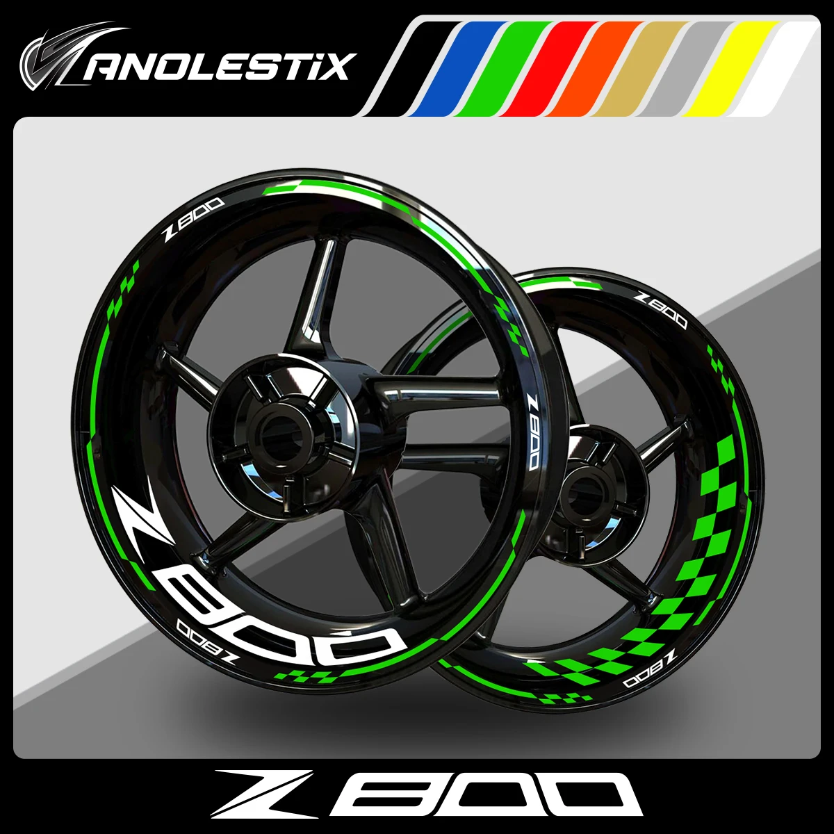 AnoleStix Reflective Motorcycle Wheel Sticker Hub Decal Rim Stripe Tape For Z800