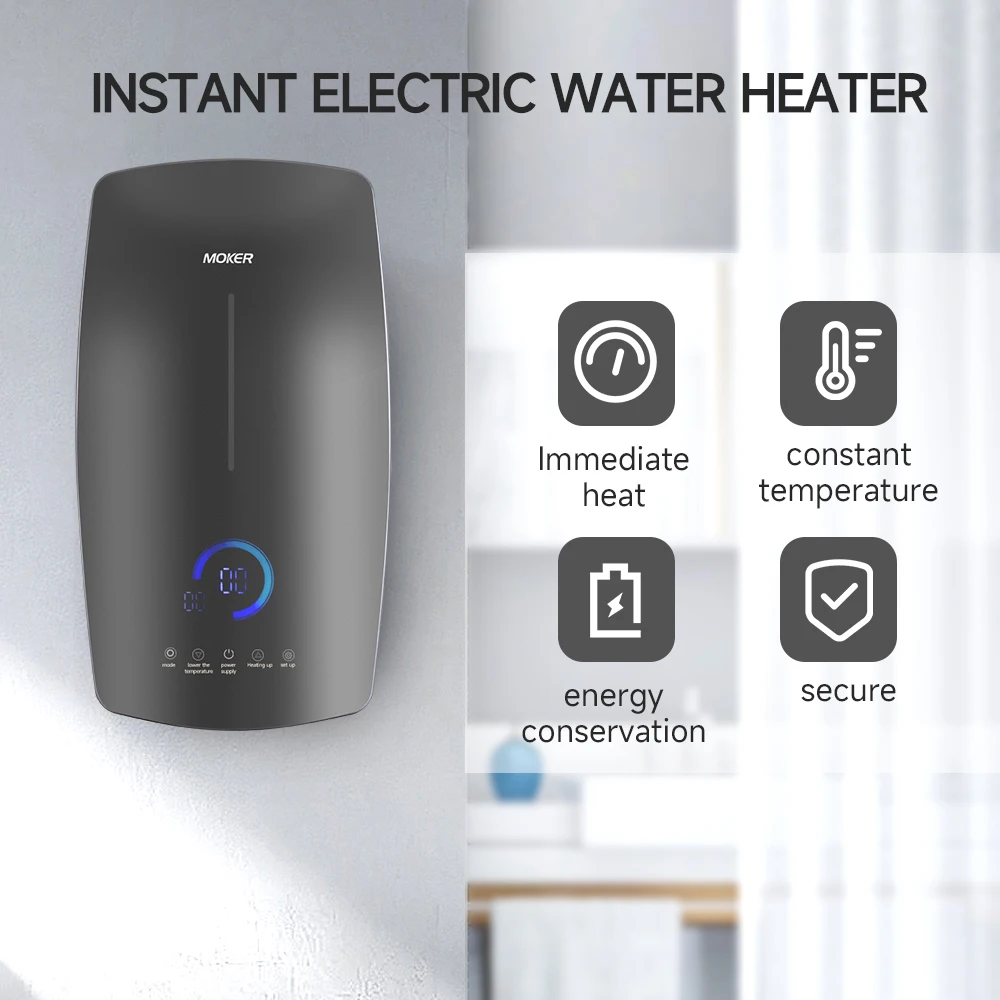 Professional 8800W 12KW Tankless Water Heater Instant Electric Geyser Bathroom Home Hotel Sink Kitchen Plastic Housing Shower