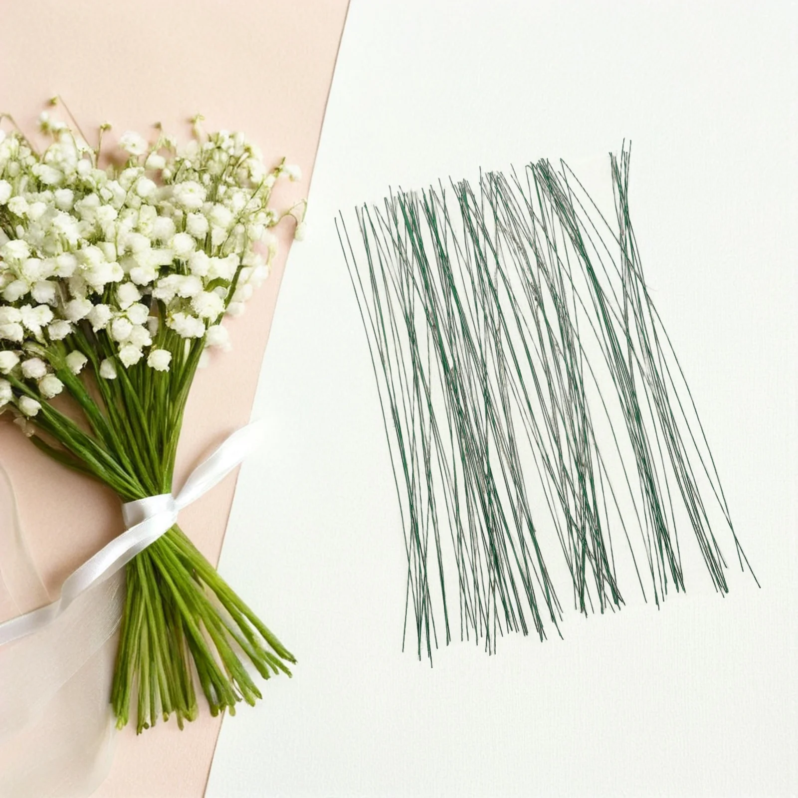 100 Stück 22 Gauge grüner Floristendraht, flexibel, für DIY-Handwerk, künstliche Blumenarrangements, Blumenstrauß, Verpackung, Blumenstieldraht