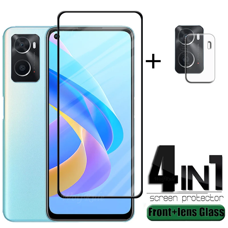 4-in-1 For OPPO A76 Glass For OPPO A76 Tempered Glass 9H Full Cover Screen Protector For OPPO A36 A96 A 76 36 96 A76 Lens Glass