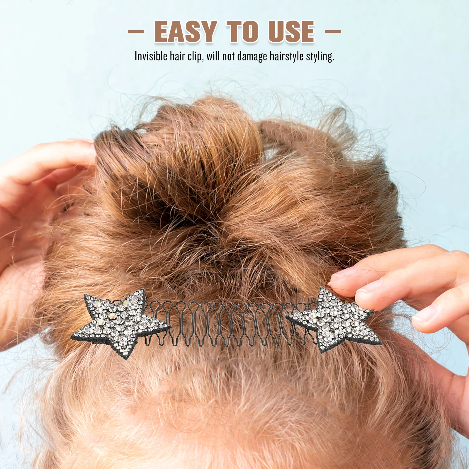 

2pcs Colorful Silver Curly Hairstyle Fixing Hair Finishing Fixer U Pin Fixer Comb Tool Nonslip Comb Invisible Thick Hair Pins