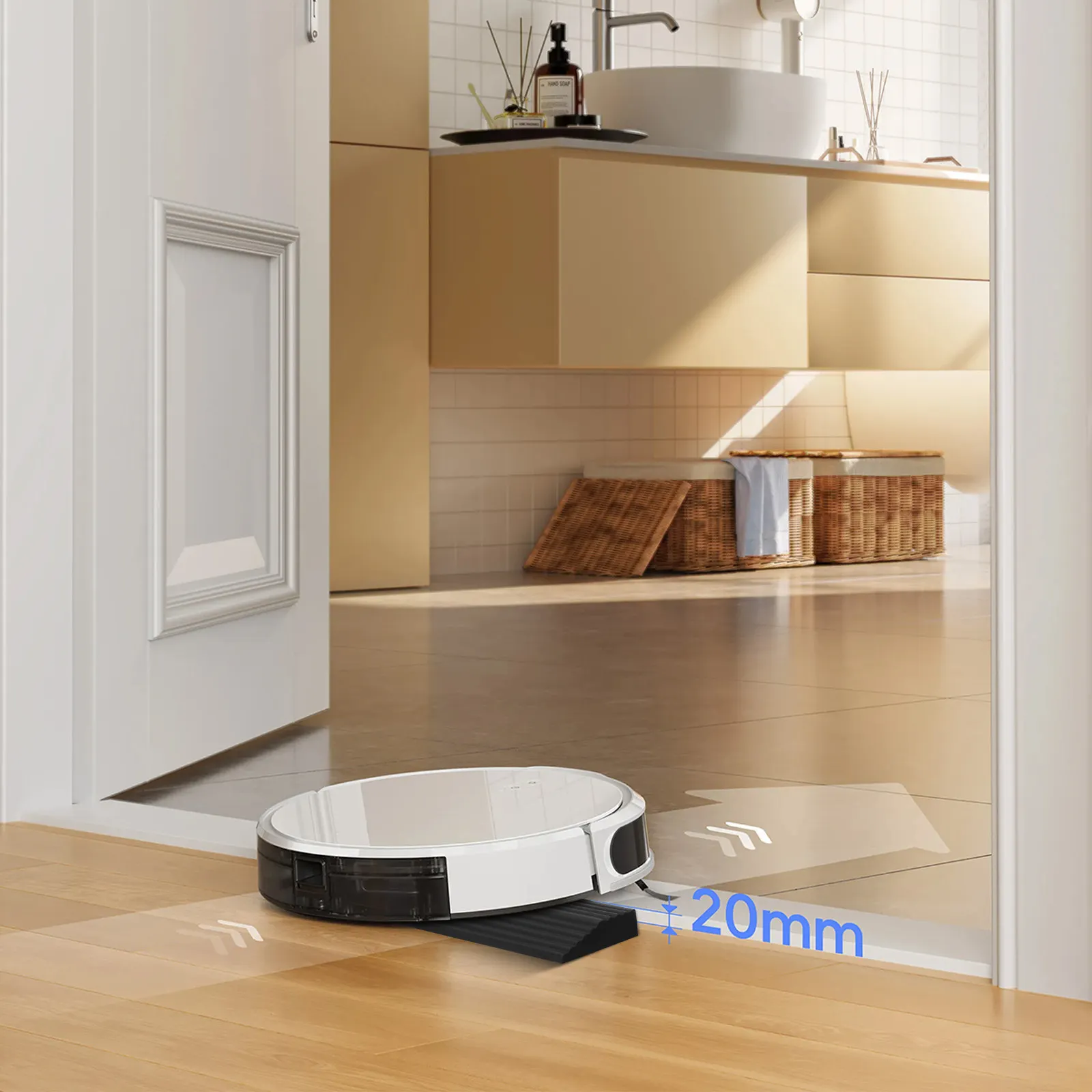 Rubber Sweeping Robot Ramp Cushion for Home Indoor Steps Threshold Transition Low Gradient Non-Slip Entry Ramp for Robot Vacuum
