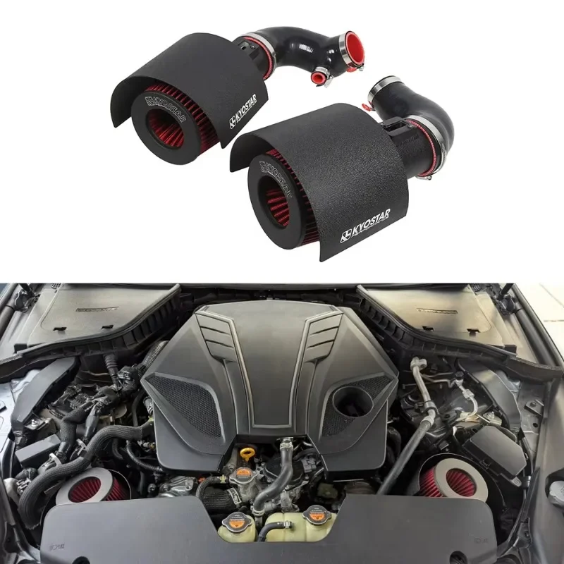 For 2016+ Q50 Q60 3.0L Twin for Turbo VR30DDTT Cold Air Intake Kit Pipe Air Intake with Heat Shield