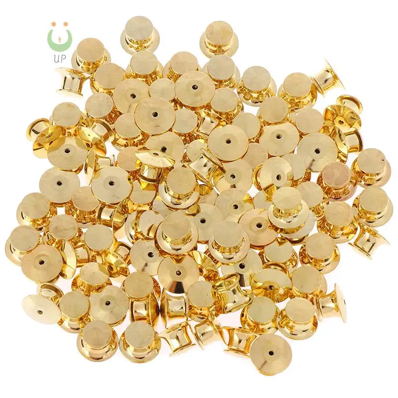 100Pcs/set Gold LOW PROFILE Locking Pin Backs Keepers for all Pin Post Pins