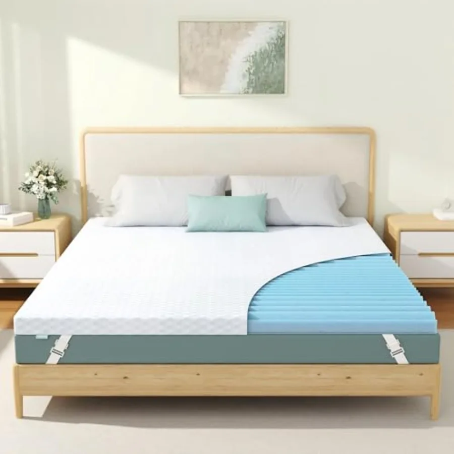 

Releep Gel High Density Mattress Topper Cooling Firm Bed Topper for Pressure Relief Orthopedic Support Mattress Topper with Non