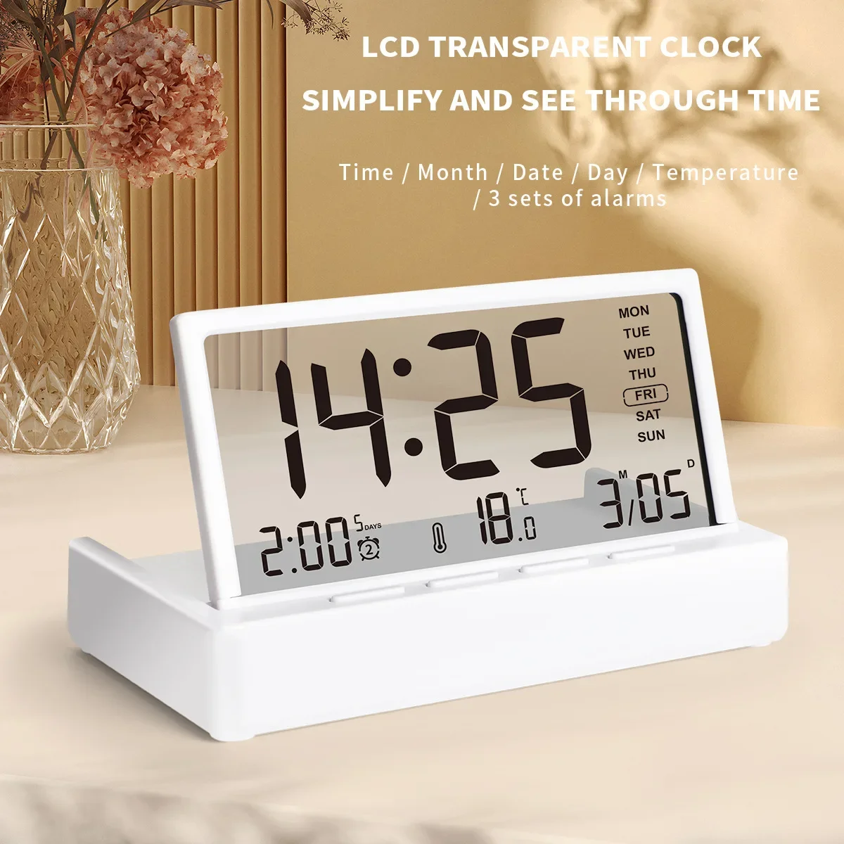 Folding alarm clock, household thermometer and hygrometer, perpetual calenda, Multifunctional intelligent electronics