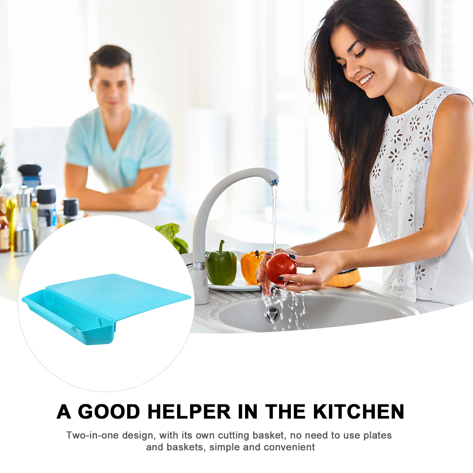 

Multifunctional Kitchen Cutting Board Plastic Chopping Board Portable Non-Slip Surface Cooking Tool with Slot for Meat