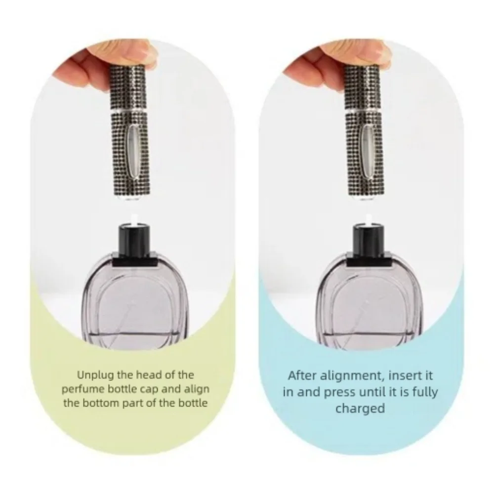 5ml 미니 향수병 크리스탈 디자인 블링 글리터 리필 가능한 아토마이저 스프레이어 다이아몬드 장식 미니 사이즈 향수 용기