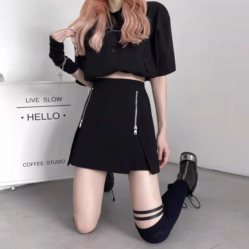 plus Size Suit Shorts Women High Waist Wide Leg Casual Pants A-Line Flared Skirt Pants Open Side Slit for plus Size Ladies