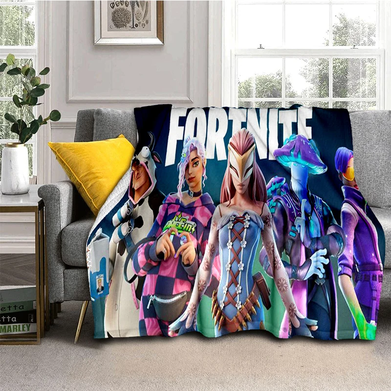 3D F-Fortnites Cartoon-Spiel-Flanelldecke, weiche, warme Überwurfdecke für Schlafzimmer, Wohnzimmer, Bett, Reisen, Camping, Picknick, Geschenk