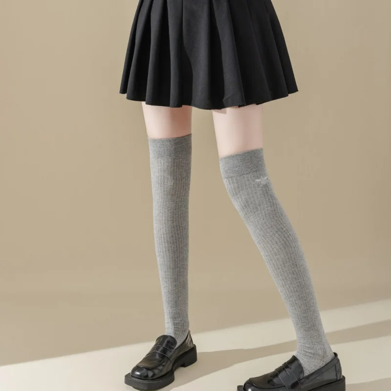 Slimming Shaping Cotton Socks for Women, Boneless Knee Socks, Embroidery Stockings, Autumn and Winter Trend