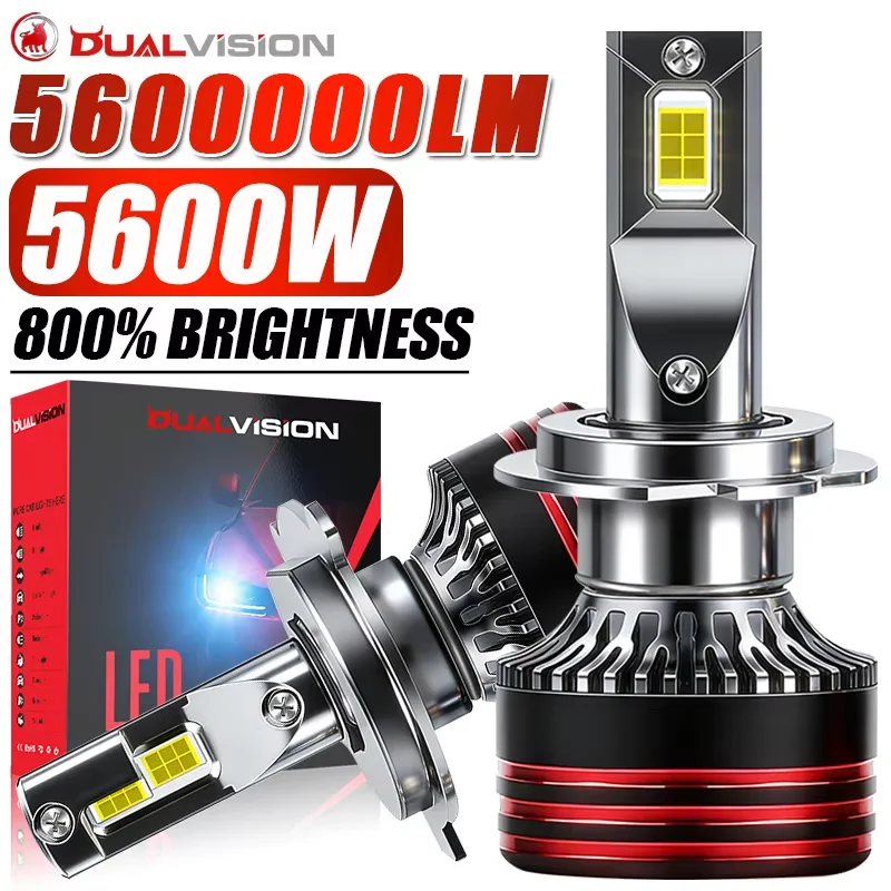 Bullvision 5600W 5600000LM PLUS H7 H11 H1 H4 Led Headlight Bulb 6000K LED HB3 HB4 Double Copper Tube Led Lights Kits for Car 12V