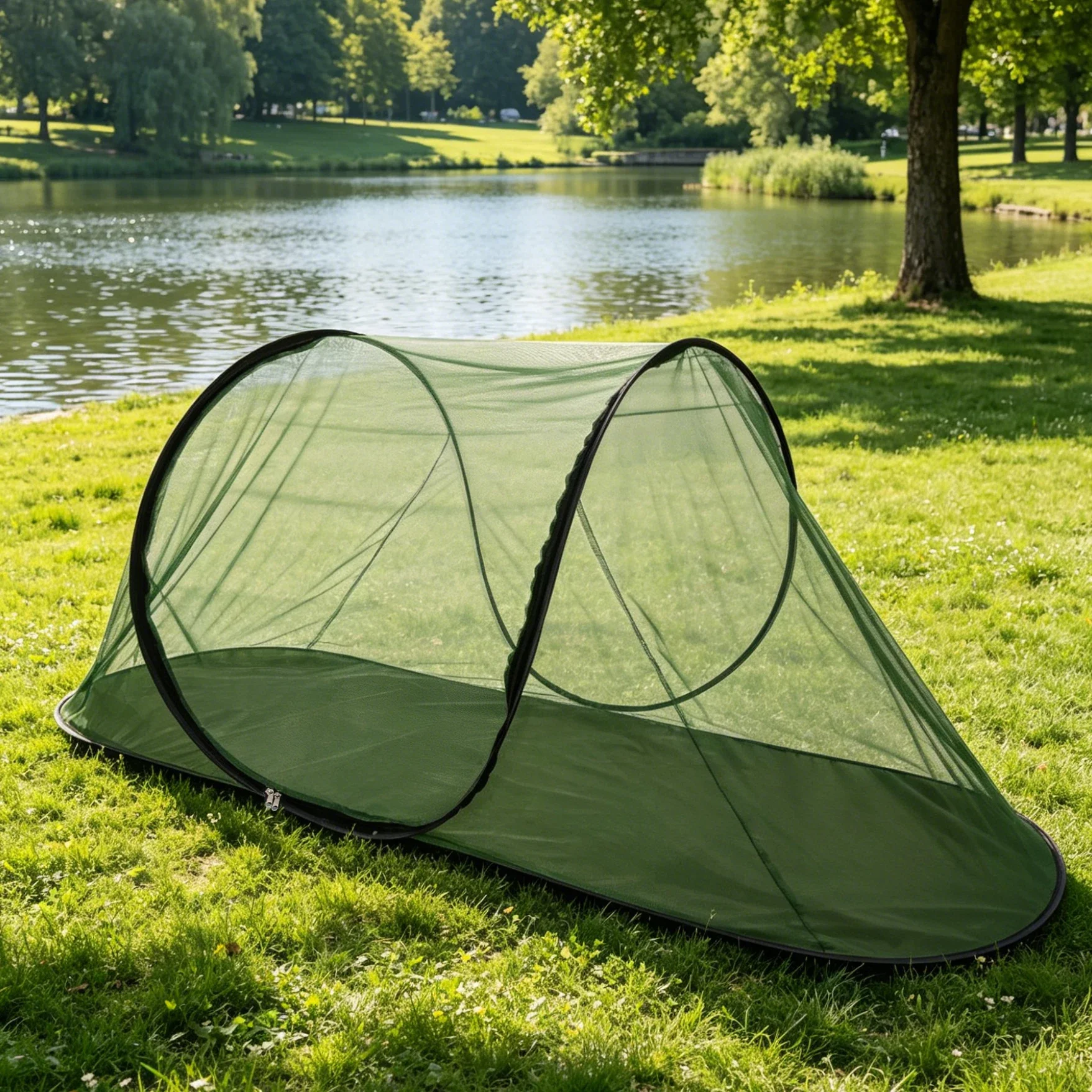Pop Up Mosquito Net with Breathable Mesh Lightweight Outdoor Instant Camping Tent Army Green