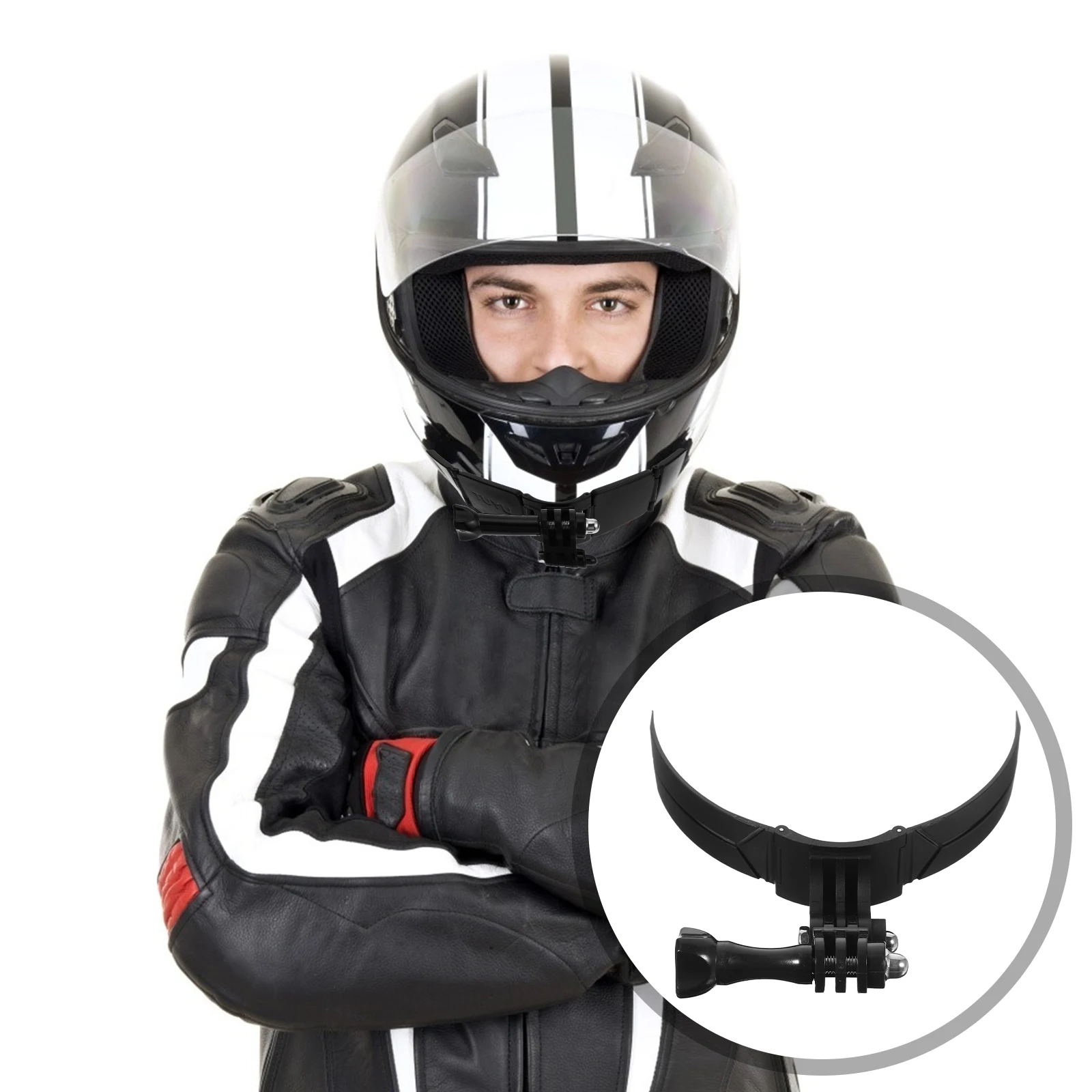 

Motorcycle Chin Mount Kit Strong Abs Material Easy Install Cameras Bike Camera Holder Mount Stand
