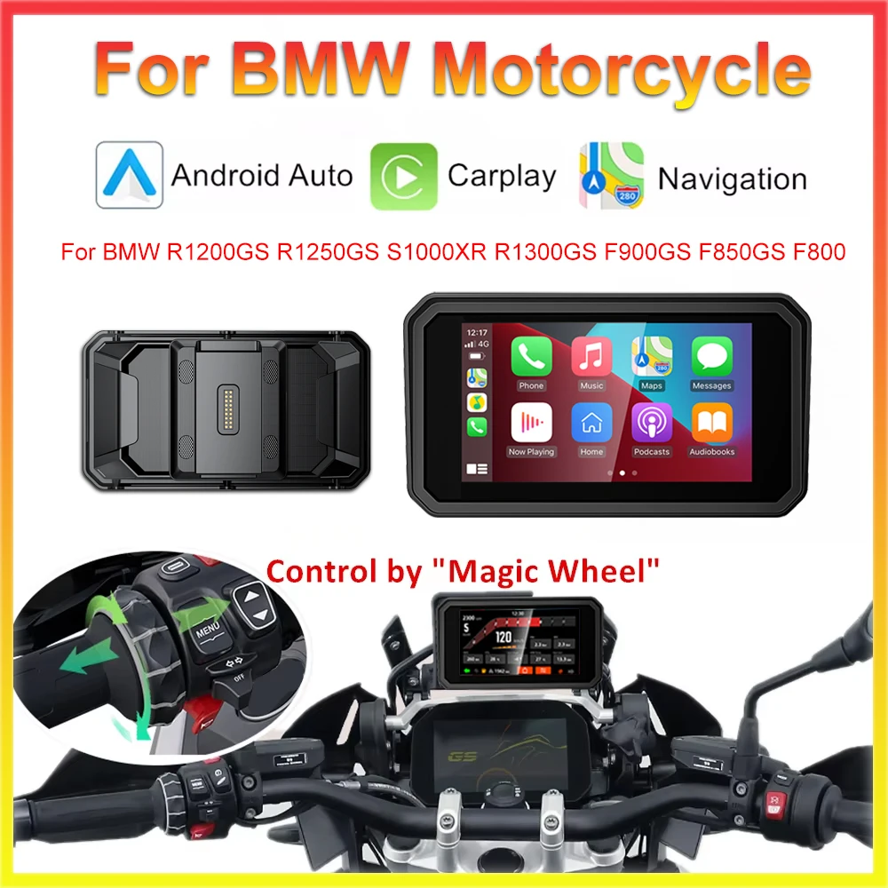

6 inch For BMW R1200GS R1250GS Motorcycle Screen Carplay Android Auto Moto GPS Navigation Portable Dashboard Motobike Waterproof