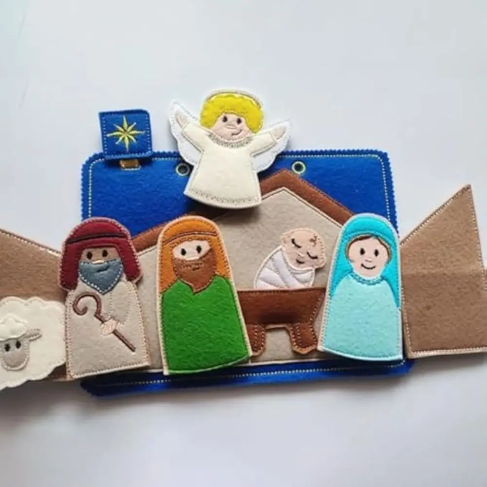 Bible Nativity Puzzle Felt Book Handmade Educational Montessori Felt Cloth Book Cartoon Learning Bible Nativity Quiet Book