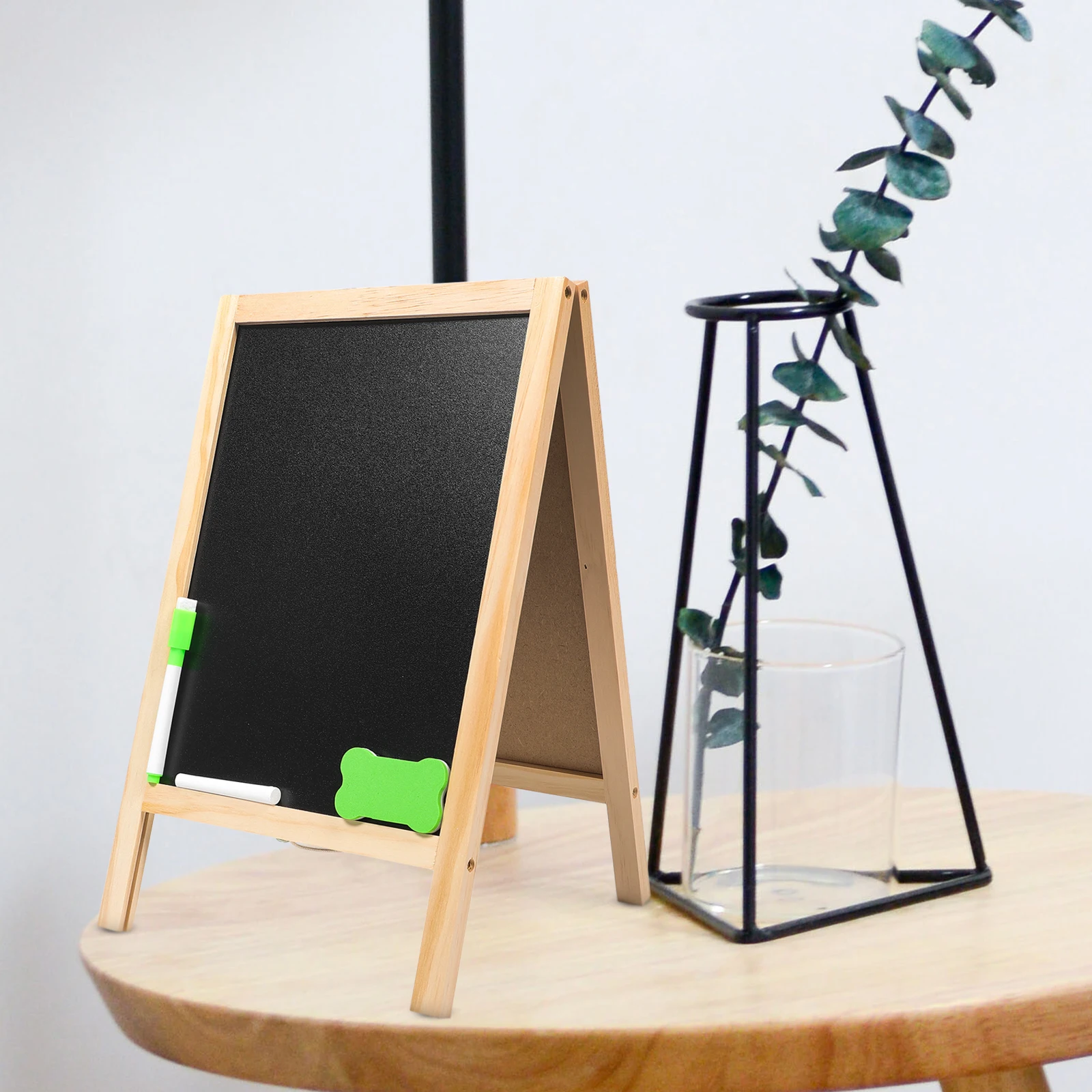 

Double-Sided Wooden Chalkboard Hanging Memo Board Garden Party Signage Table Number Tag Mini Blackboard For Kids Crafts