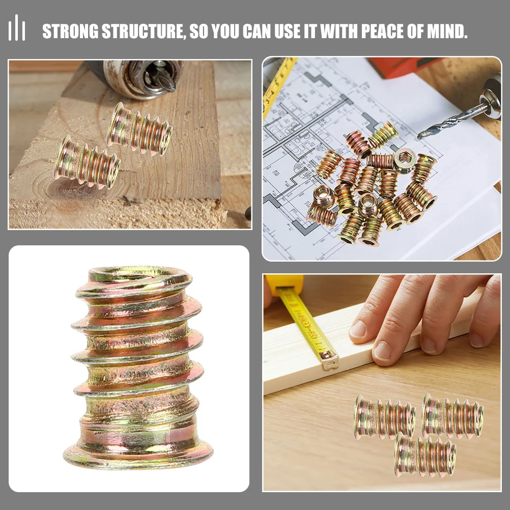 40 قطعة الخشب الخيوط إدراج M6X15 Embedment المكسرات للأثاث الخشبي السحابة الأجهزة موصلات مجموعة أدوات متنوعة