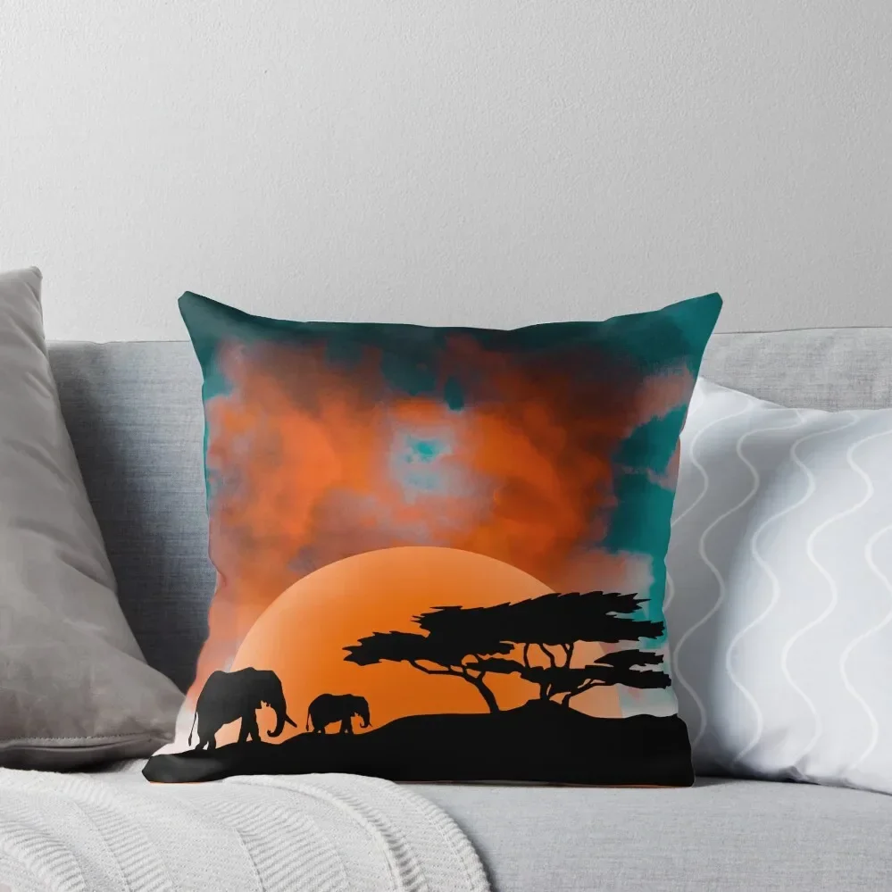 Elephants in the savannah Throw Pillow Pillow Cases Decorative ornamental pillows for living room pillow