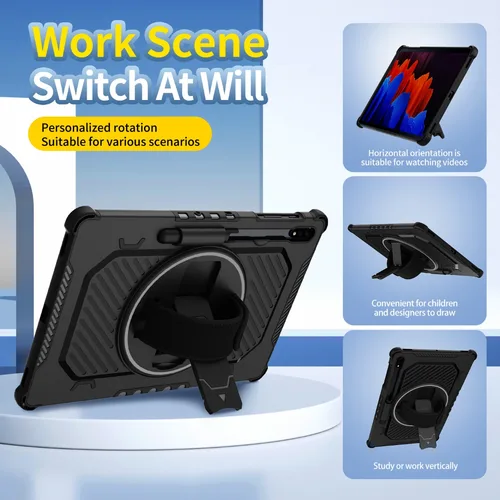 Imagen 2 del producto Funda para tableta Samsung Galaxy Tab S7 S8 S9, Funda con soporte de rotación de 11 pulgadas para Galaxy Tab S7FE S7 + S8 + S9Plus, Funda de 12,4 pulgadas