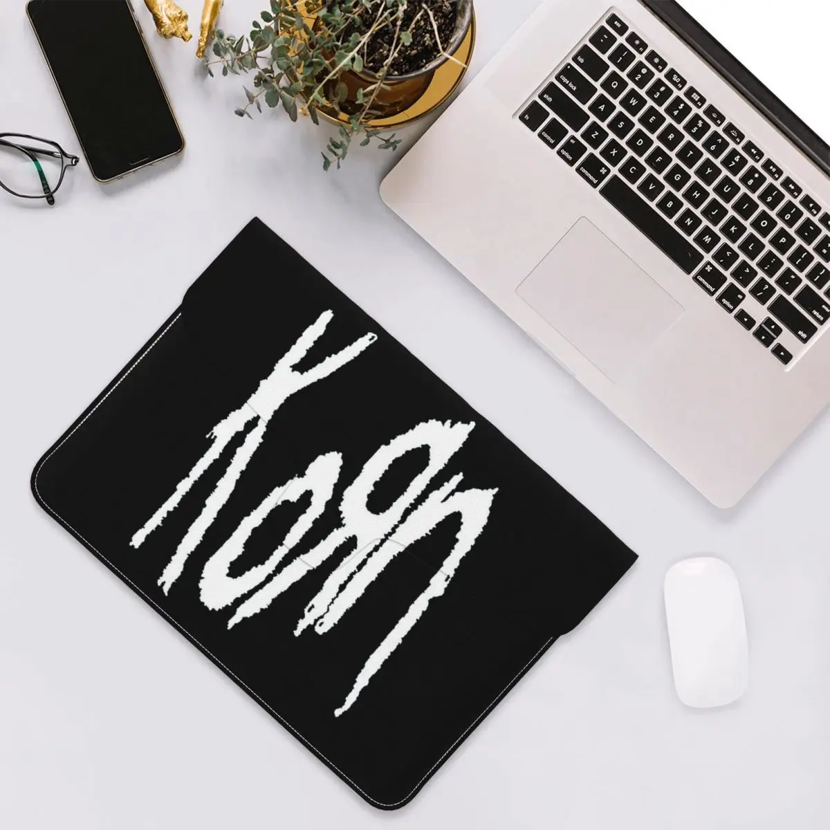 Music Rock Korn Band PU Leather Horizontal Laptop Sleeve Shockproof Soft Lining Notebook Case 13 Inch