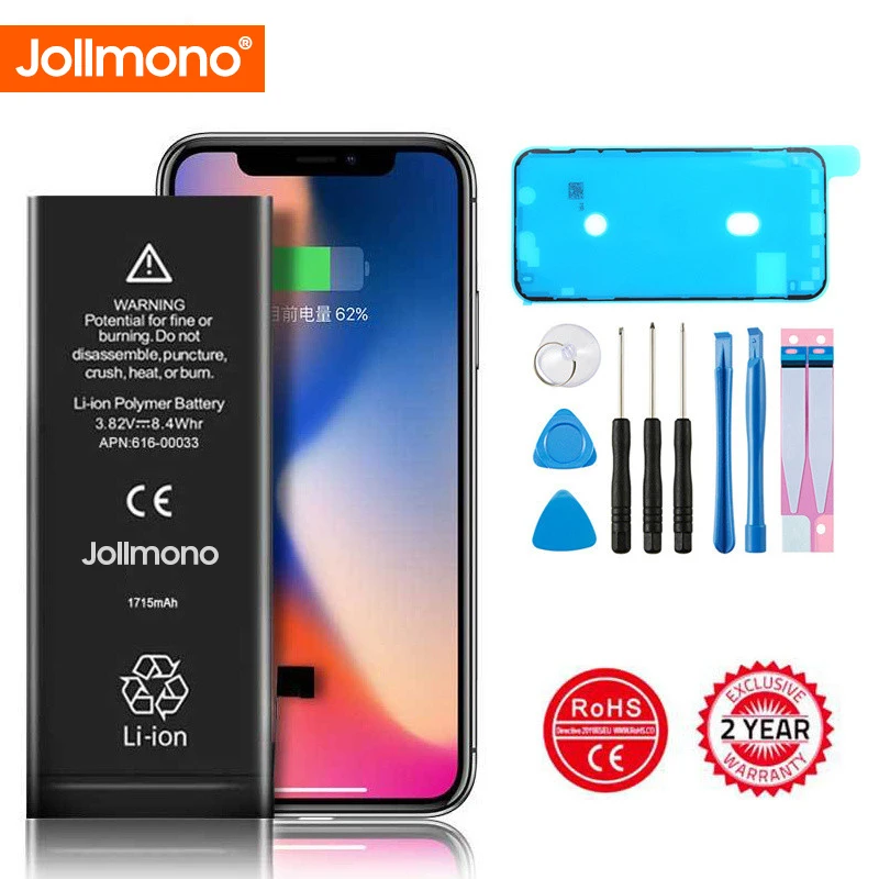 Jollmono 2024 batería para iPhone 5S 5 6S 6 7 8 Plus X SE SE2 XR XS 11 12 13 Mini Pro Max, repuesto con herramientas