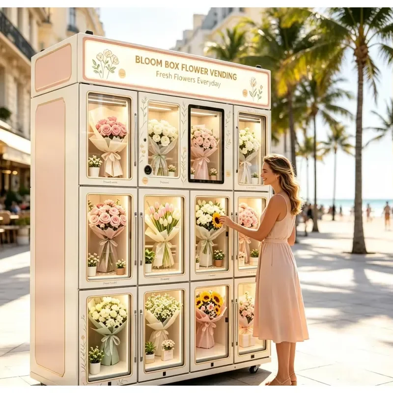 Customizable High End Touch Screen Flower Vending Machine Automatic Refrigerated Floral Bouquet Dispenser Made in China