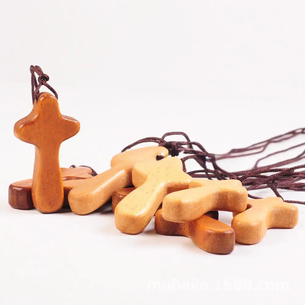 

Cross Necklace Wooden Cross with Rope Pendant Wooden Cross Jewelry Ornament Cross Car Hanging Pendant Car Hanging Pendant pine