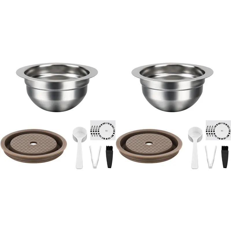 

【DURABLE】2 многоразовые капсулы для Nespresso Vertuo Plus/Vertuo Next/Vertuo, многоразовые капсулы из нержавеющей стали, 80 мл