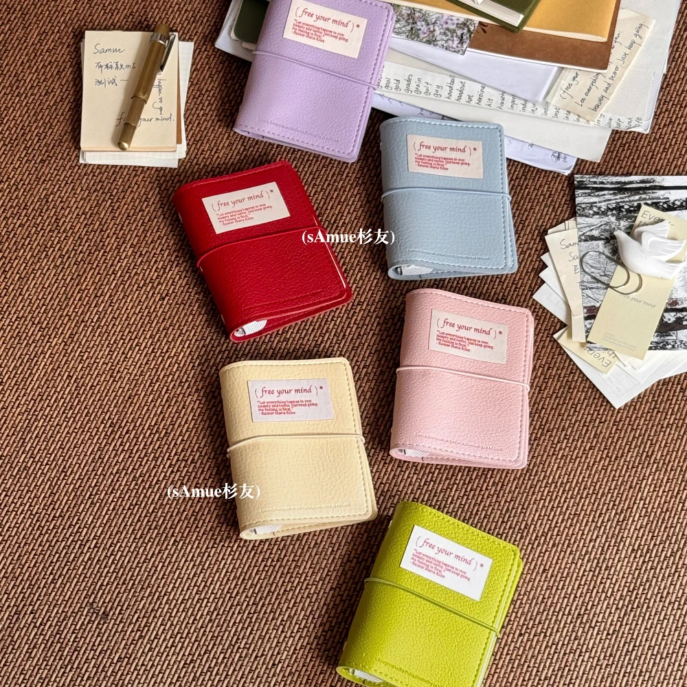 M5 Soft leather Binder Notebook Aesthetic Travel Journal Portable pocket Refillable Notepad with Adjustable Strap Mini Diary