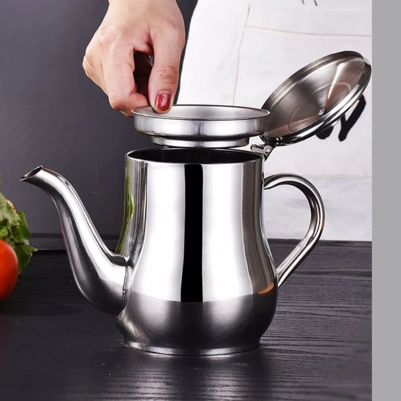 Kitchen tools Stainless Steel Teapot with Filter Kitchen Oil Filter Pot Seasoning Container Coffee Holder Tea Kettle Kitchen