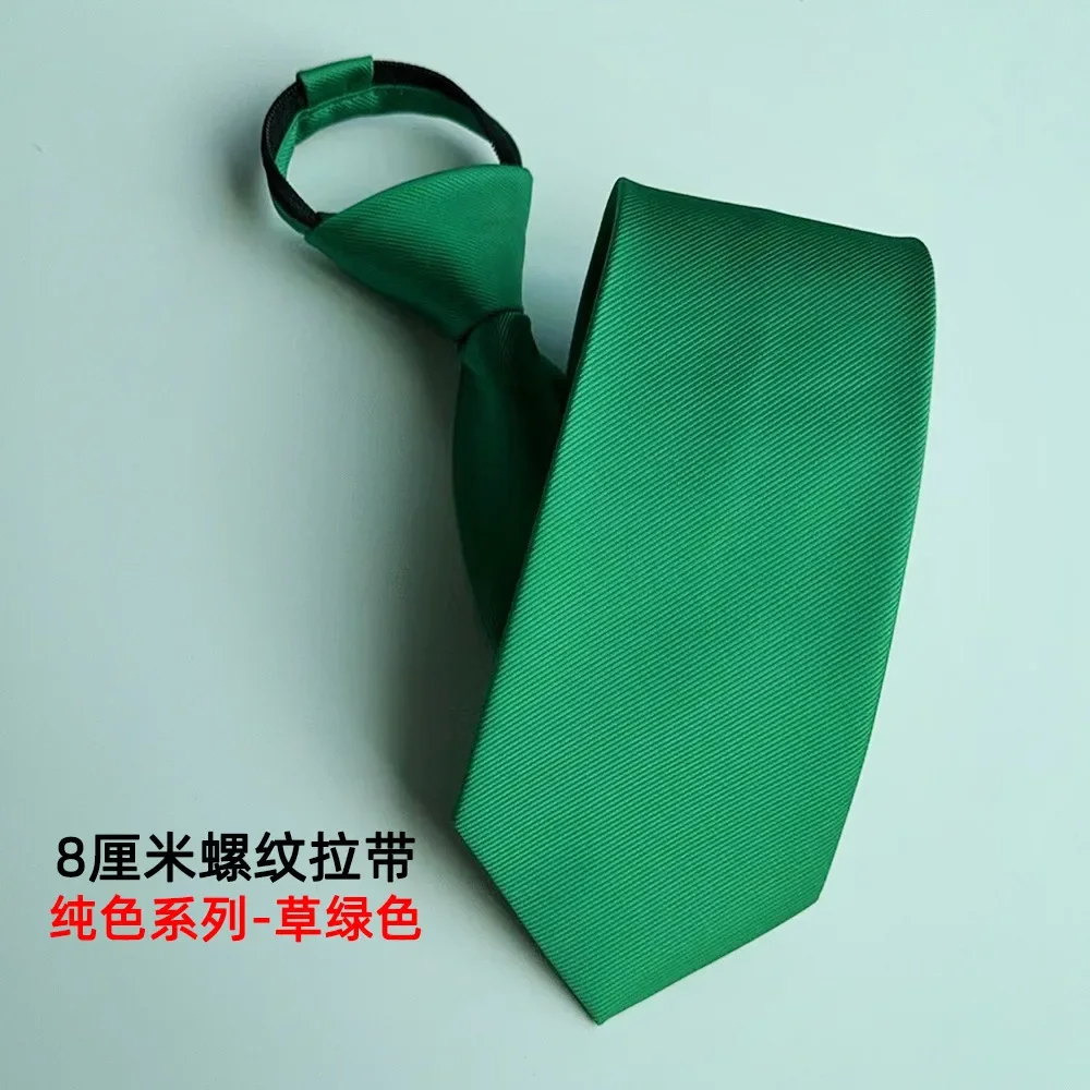 Shaoxing Shengzhou Tie Men's High end British Youth Style Knot free Lazy Tie 8CM Thread Solid Color Lace