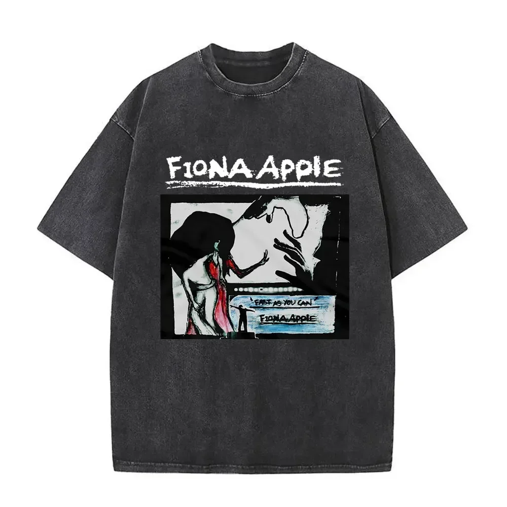 Fiona Apple Fast As You Can on Tour Print Vintage T-shirt Male Fashion Rock Oversized Washed Tshirt Men Women Casual T Shirts