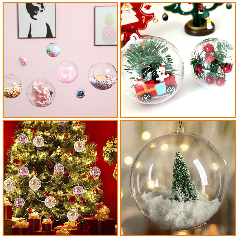 

24Pcs Fillable Xmas Hanging Balls Clear Christmas Tree Ornaments Plastic Ball Pendants Holiday Decoration Christmas Balls