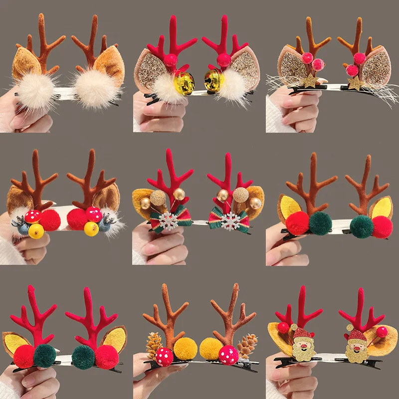 Christmas Antler Hair Clips Deer Ear Hairpins Festivals Christmas Headbands Pine Cones Hair Ball Adult Headwear Hair Accessories