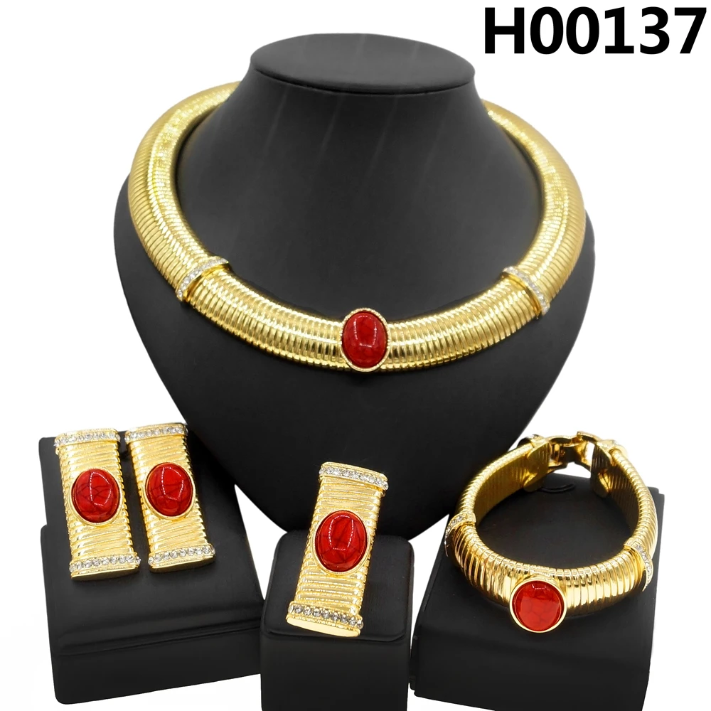 Yulaili Brazilian style Seiko jewelry Europe and the United States popular necklace Retro red gorgeous jewelry set women's weddi