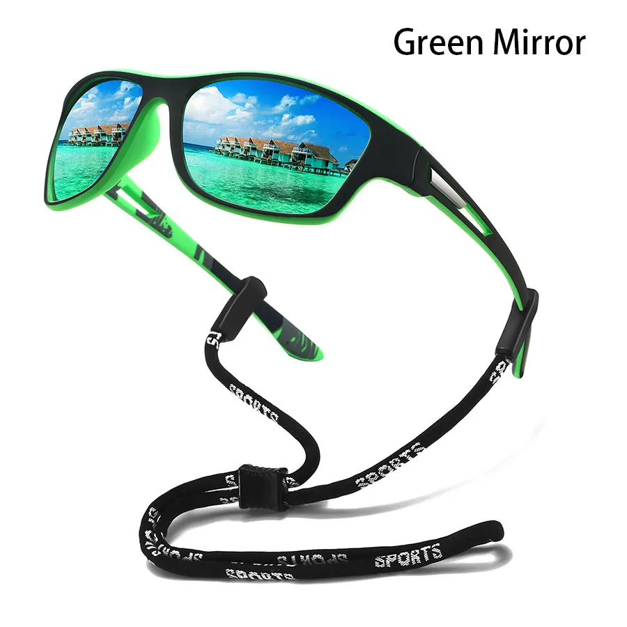 Tarnmuster-Mode-Sonnenbrille für Autofahren, Angeln, Radfahren, Sport, Herren und Damen, Laufen, Bergsteigen, Sport-Sonnenbrille mit Kette – Detail 6