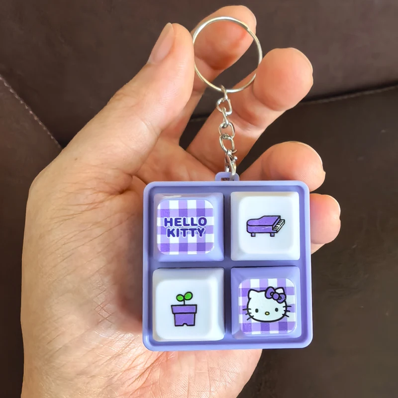 Hello Kitty Four ;'Grid Sound Light Clicker Keychain Kawaii ,.Cute Fidget Toy Stress Relief Toy Sensory/; Toy Squishy Party Gift view 5