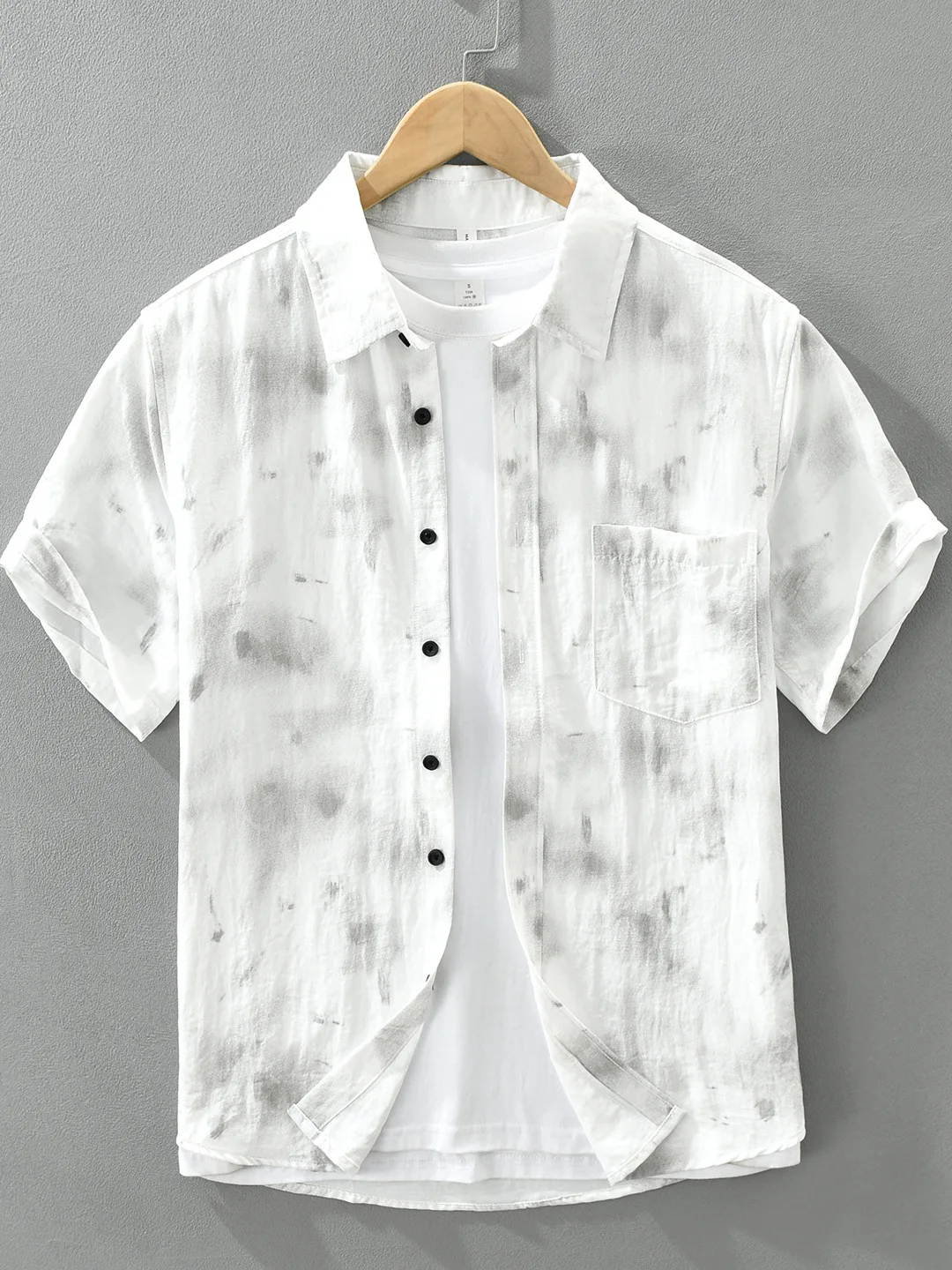 Men's Short Sleeve Shirt Summer Casual Tie Dye Design Thin Mixed Fabric Breathable Print High Quality Loose Fit Street Style
