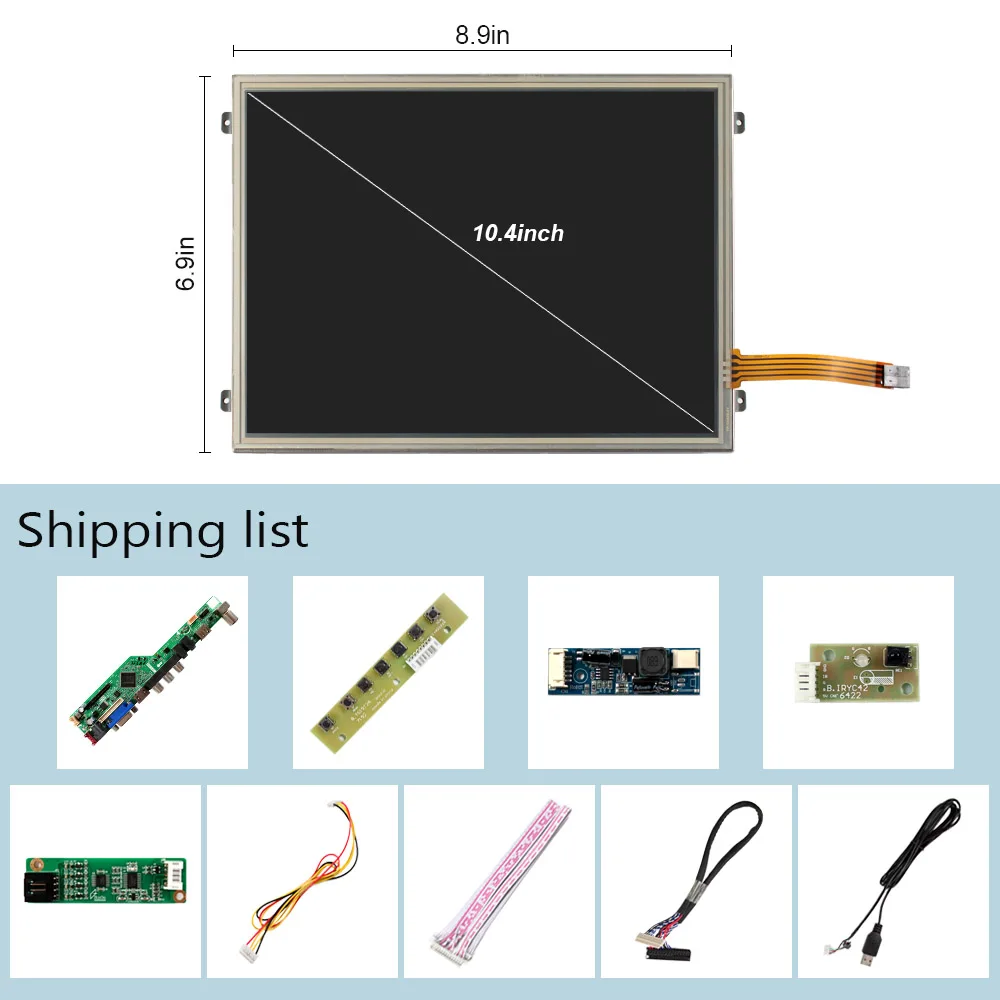 VGA AV USB LCD คอนโทรลเลอร์ 10.4 "VS104T 1024X768 แผง LCD แบบสัมผัสแบบ Resistive