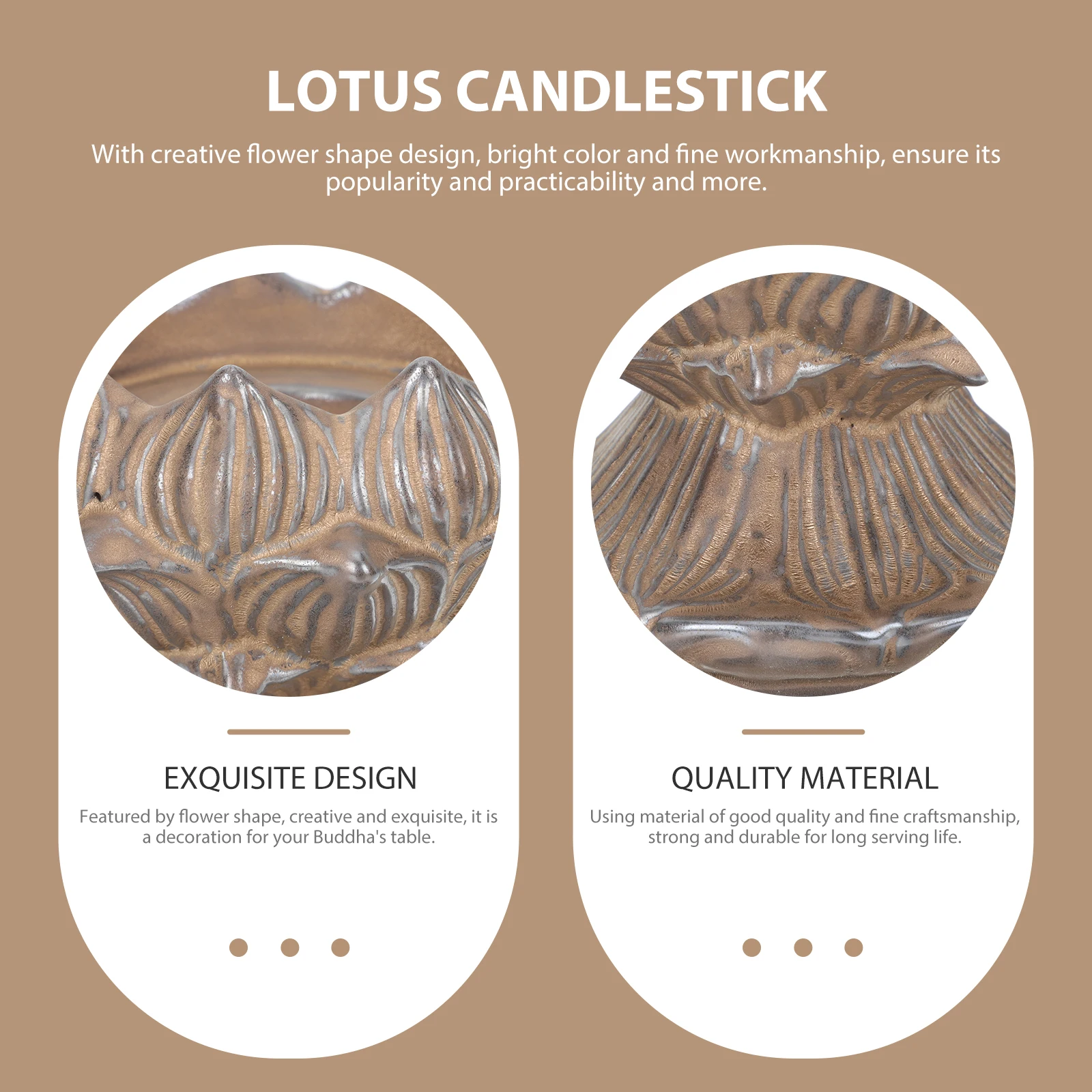 

1Pcs Vintage Lotus Candlestick Exquisite Flower Shape Ceramic Stand Home Worship Decor Stick Desktop Decor